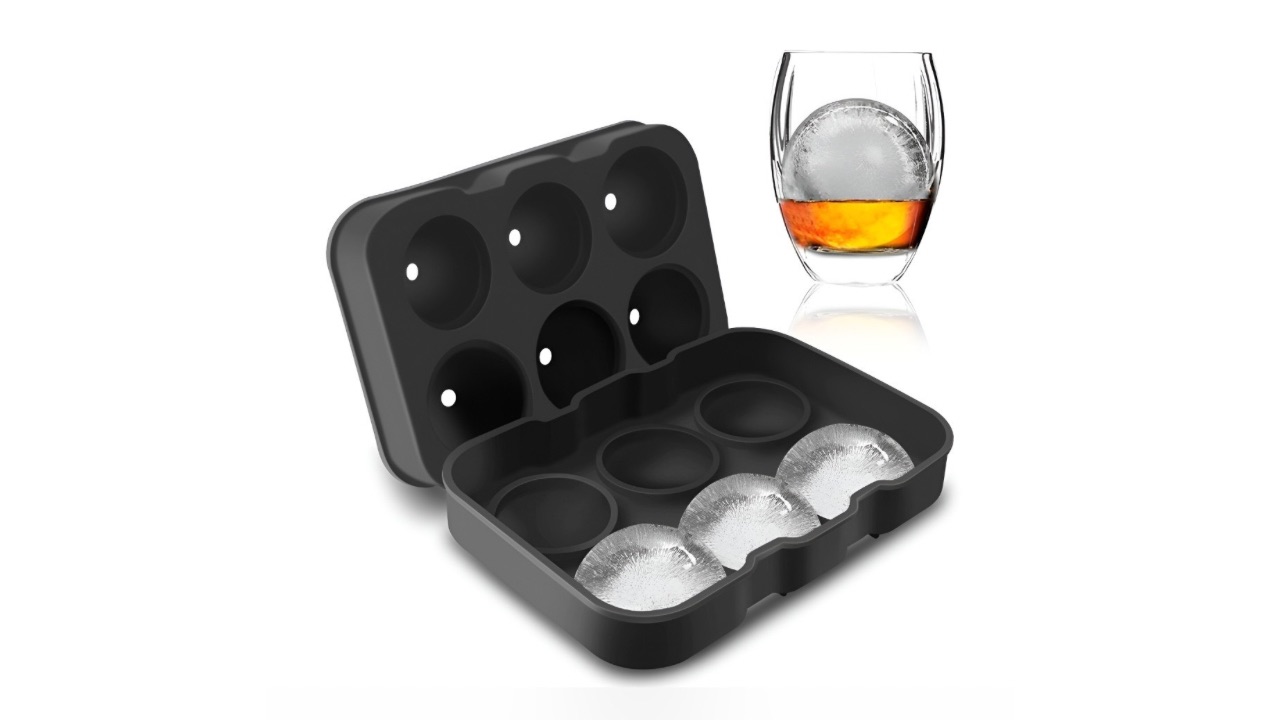 AlexvyanBlack Silicone Ice Tray with 6 Round Moulds