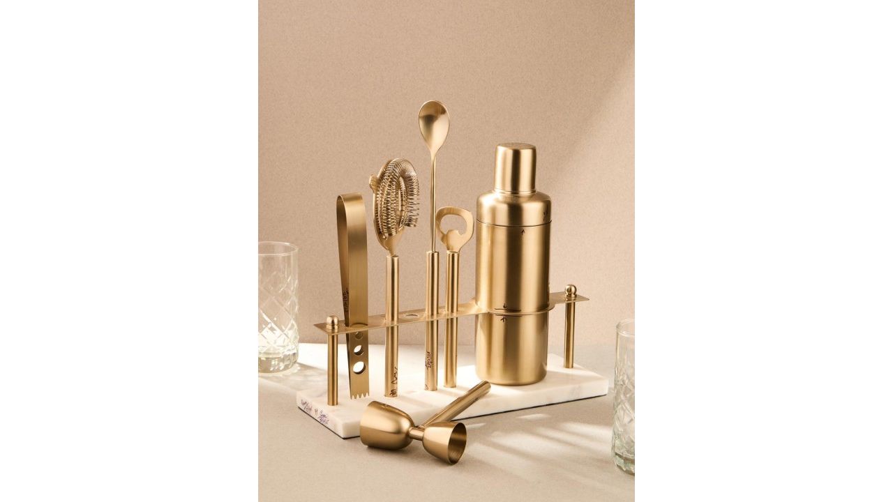 Fabindia 7 Pieces Brass Aakarsh Barware Tool Sets