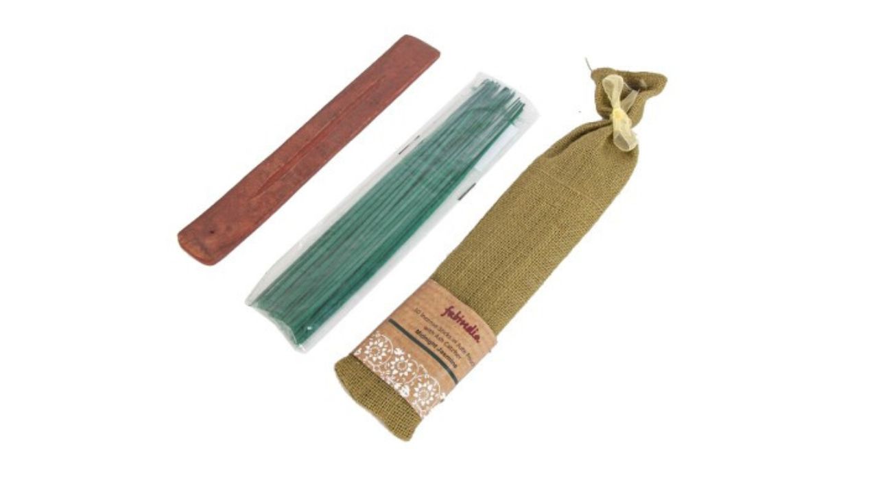 Fabindia Set of 30 Green Incense Sticks with Holder