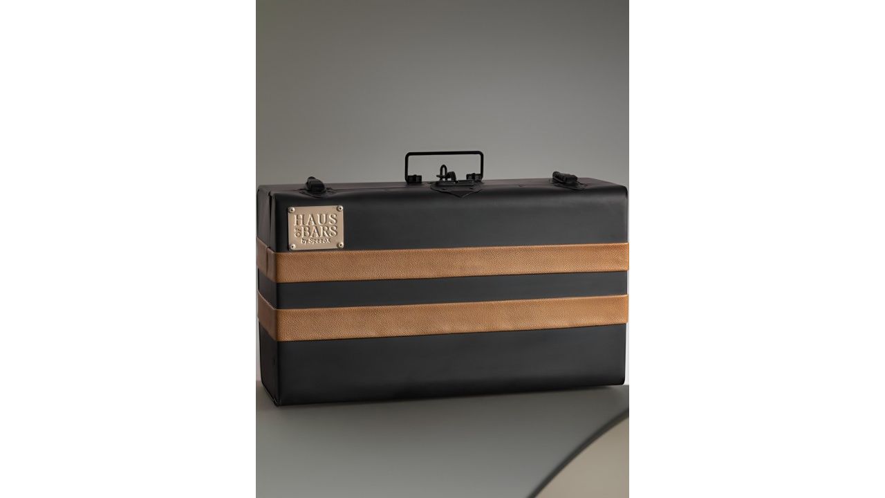 Haus of Bars Black with Tan Leather Stripes SpeedX Portable Trunk Bar with Accessories