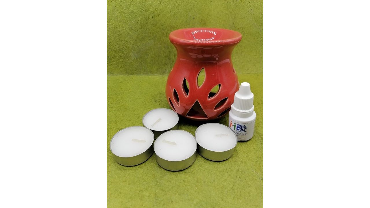 INDIA MEETS INDIA Red 6 Pieces Textured Home Fragrance Set