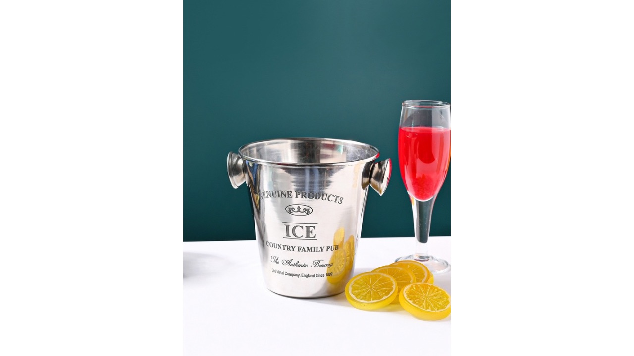 MARKET99Silver-Toned Stainless Steel Ice Bucket 1.7 L