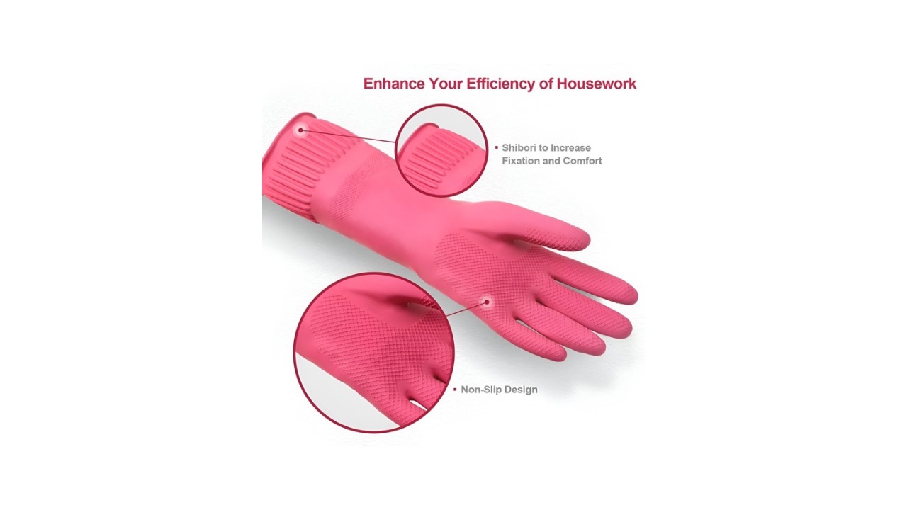RBGIITPink 2 Pieces Non-Slip Cotton Lining Washing Glove