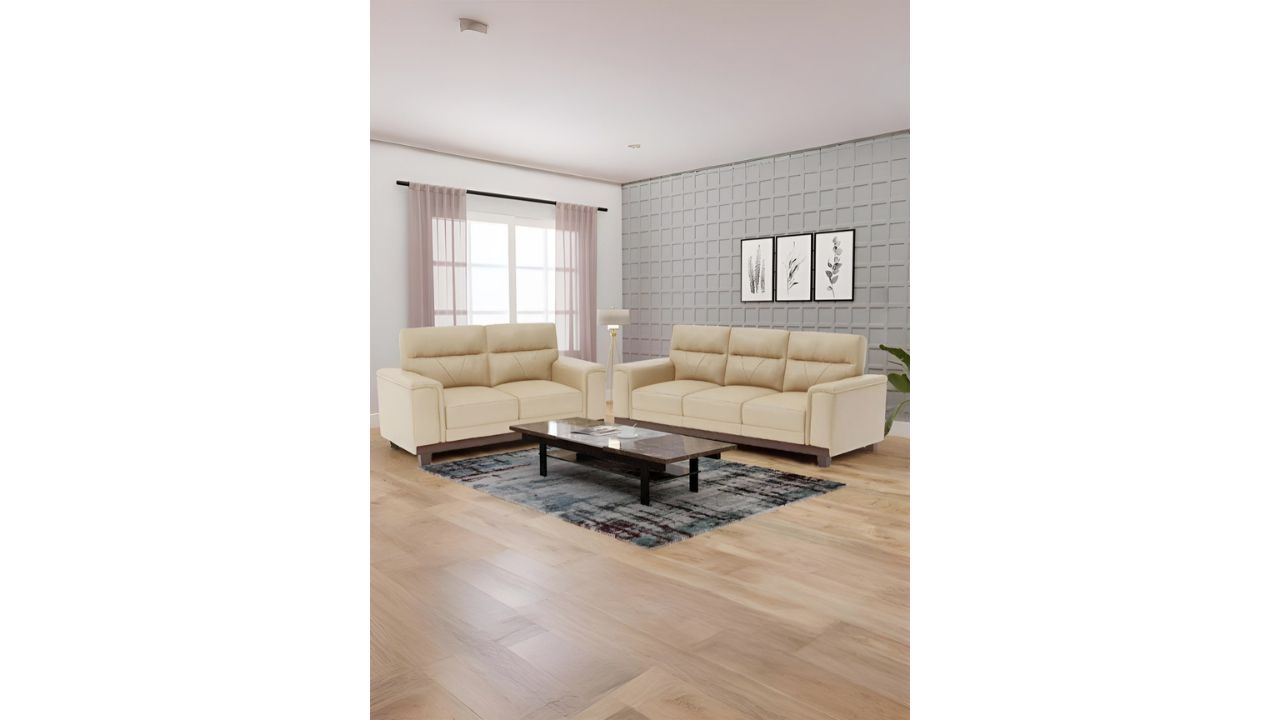 RoyaloakNaples Italian Beige 2 Seater Leather Inflatable Sofa