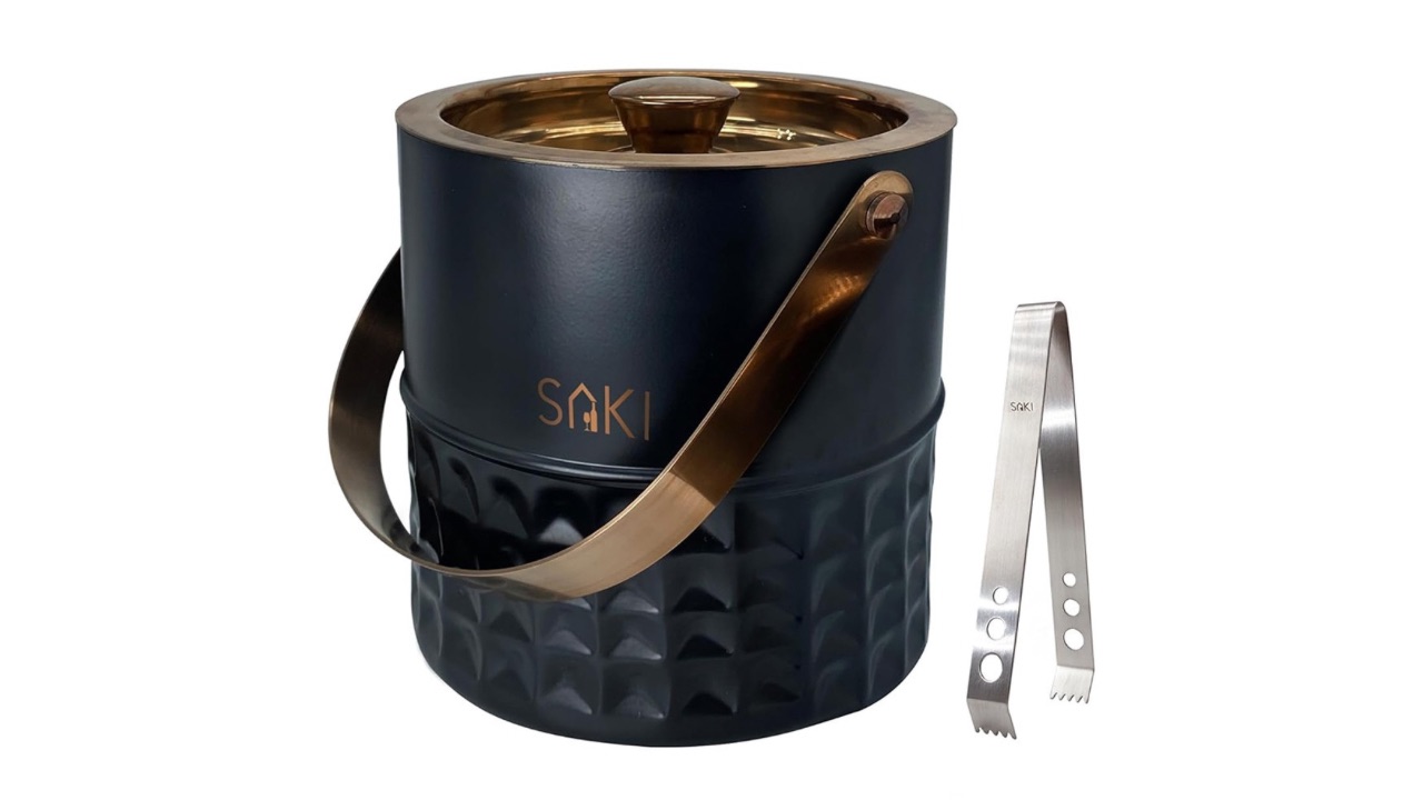 SAKIBlack Stainless Steel Ice Bucket with Tong 1.5 ml