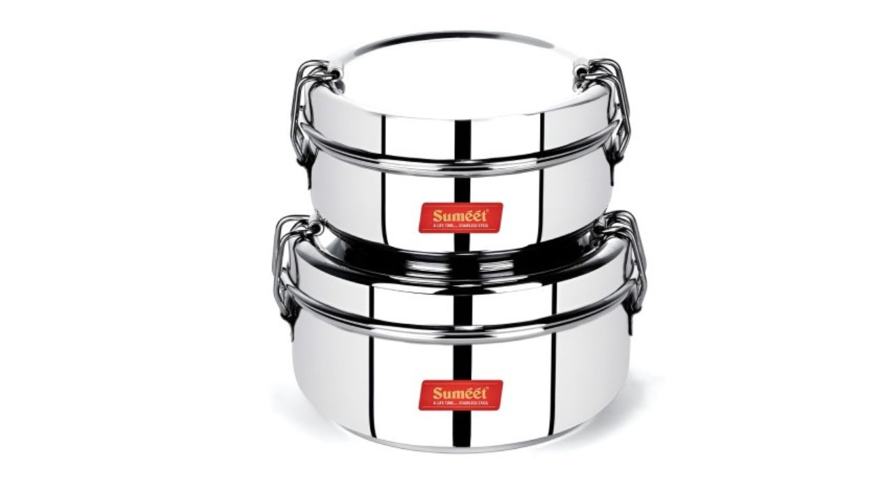 Sumeet Steel Stainless Steel Dishwasher Safe Lunch Box