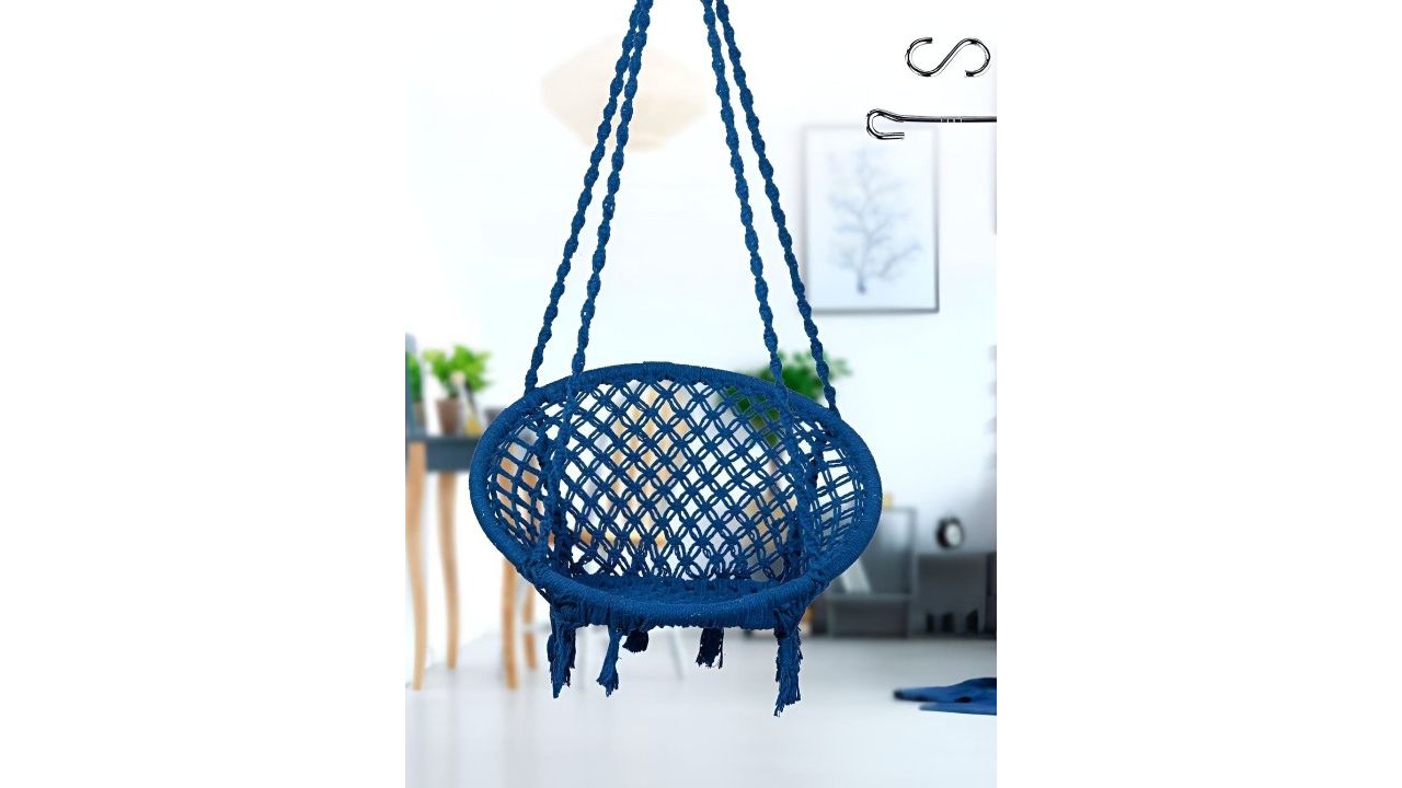 Swingzy Blue Hammock Hanging Swing With Cushionv