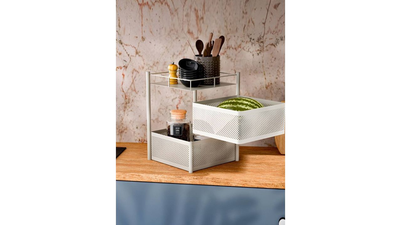 TEX-RO White 2 Layer Metal Kitchen Trolley With Wheels