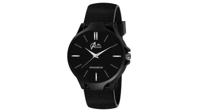 Acnos Leather Trending Black Dial Analog Watch