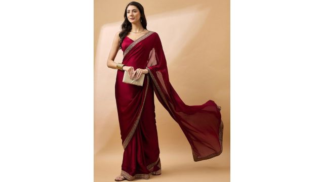 All About You Embroidered Satin Saree