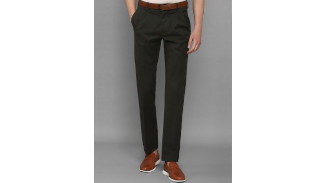 Allen Solly Men Green Pleated Chino Trouser