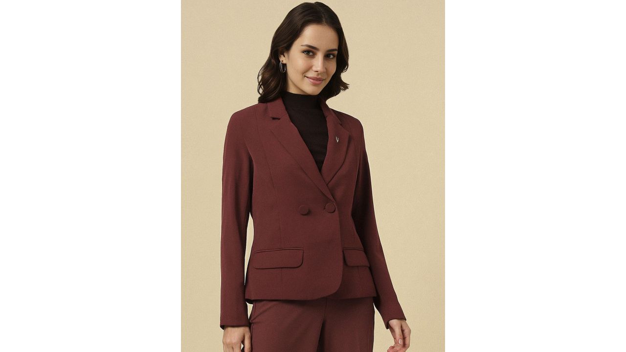 Allen Solly Woman Notched Lapel Double-Breasted Blazer