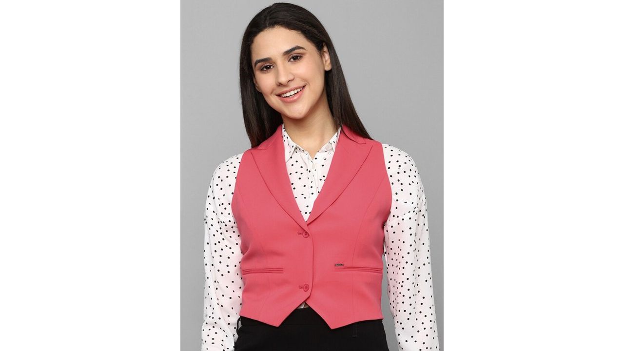 Allen Solly Woman Notched Lapel Woven Waistcoat