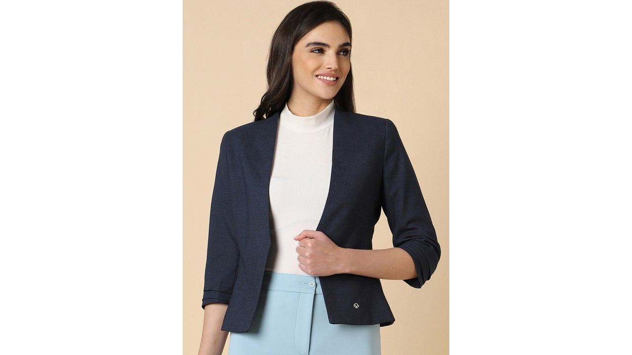 Allen Solly Woman Textured Open Front Casual Blazer