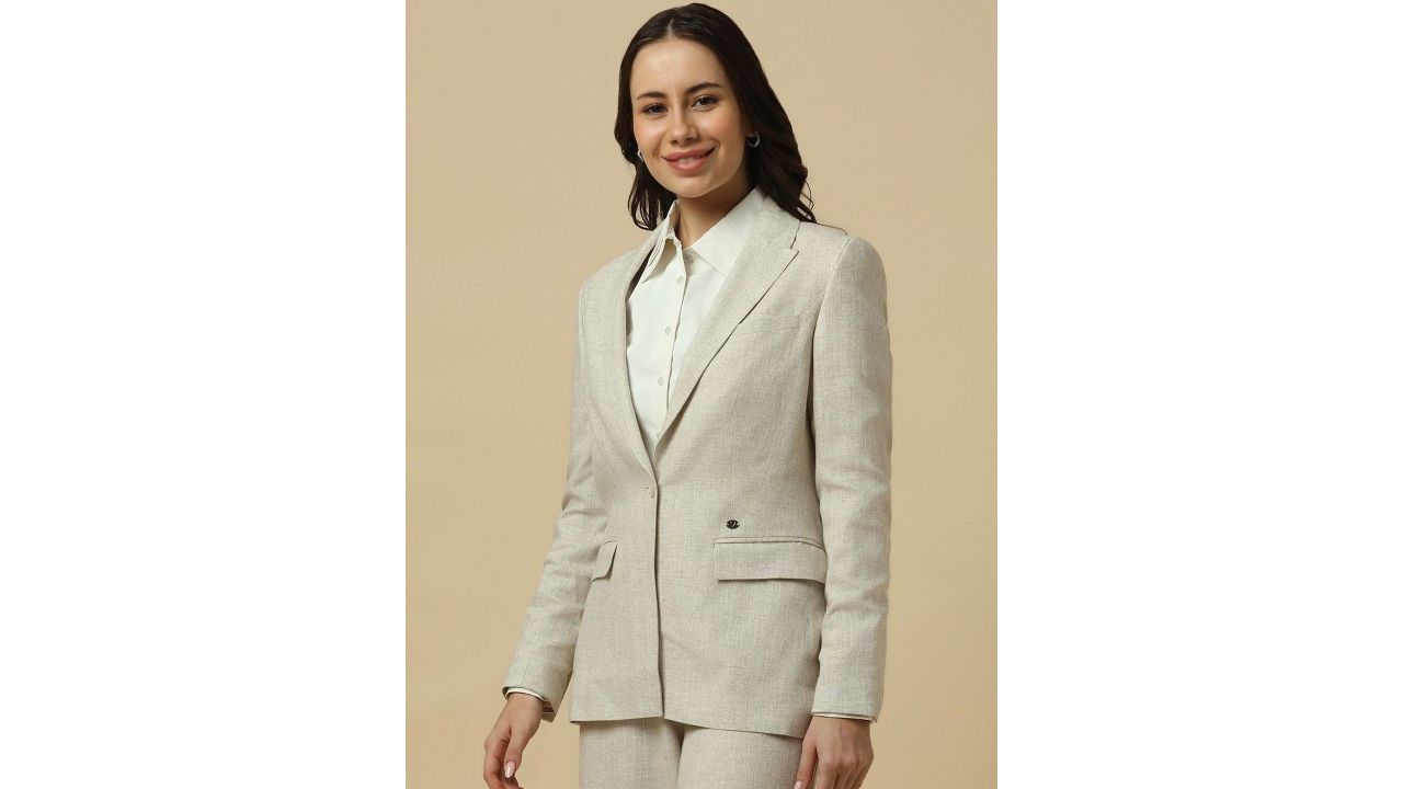 Allen Solly Woman Textured Single-Breasted Blazer
