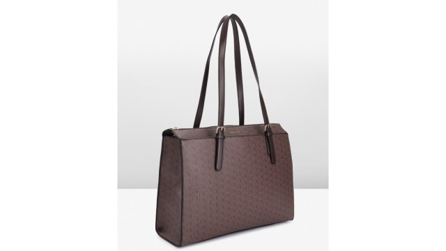 Allen SollyBrand Logo Print PU Oversized Structured Shoulder Bag