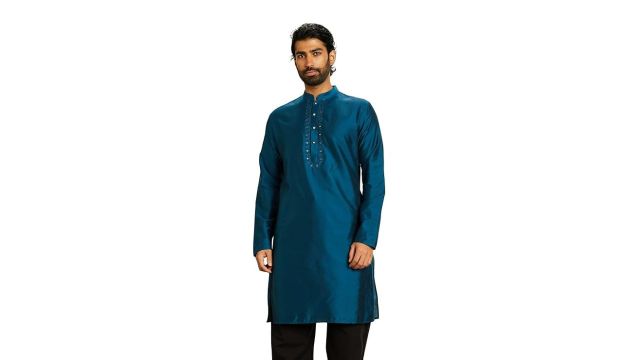 Amazon Brand - Symbol Men's Rayon Blend Solid Festive Kurta