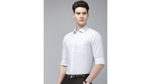 Arrow Pure Cotton Manhattan Slim Fit Grid Tattersall Checked Formal Shirt