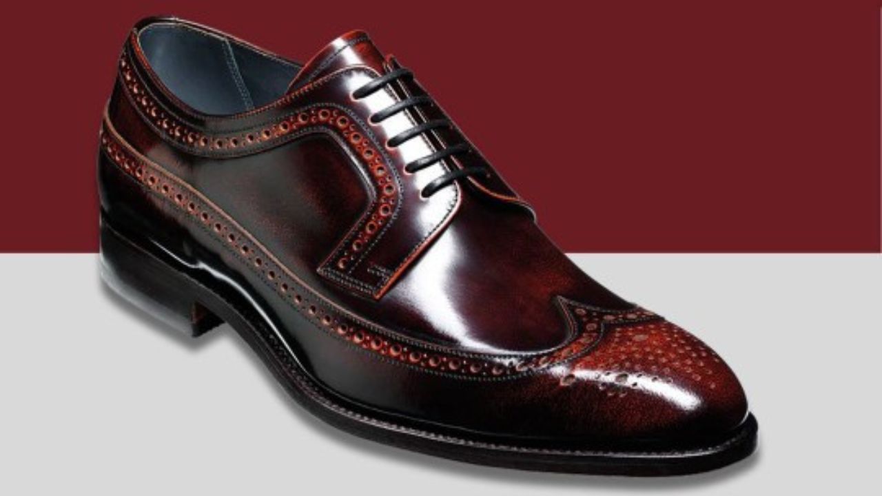 BARKER Men Textured Leather Formal Brogues
