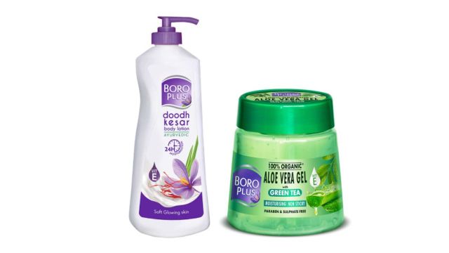 BOROPLUS Set of Aloe Vera Gel 200ml & Doodh Kesar Body Lotion 400ml