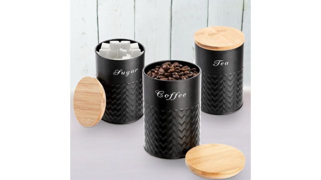 Bekith 3 Pack Kitchen Canisters with Bamboo Lids