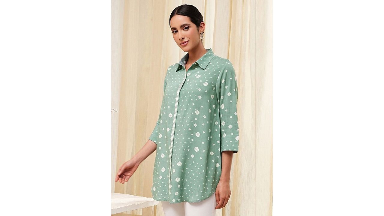 Biba Women Standard Bandhani Printed Casual Shirt