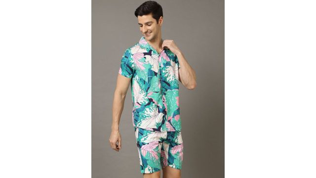 Bushirt Leaflet Printed Shirt With Shorts Co-Ords