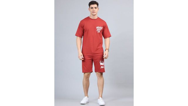 Bushirt Printed Pure Cotton T-shirt With Shorts