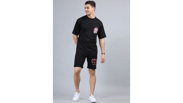 Bushirt Star Warrior Printed Oversized Pure Cotton T Shirt With Shorts
