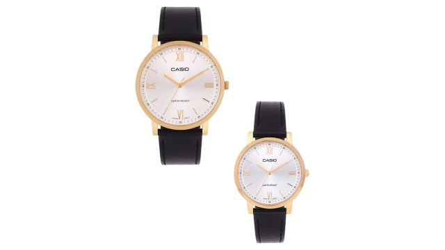 CASIOMen Leather Straps Water Resistance Analogue Watch A2160