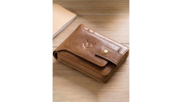 CONTACTS Men RFID Leather Zip Around Wallet