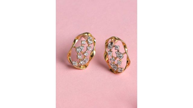 Clara 925 Sterling Silver Gold-Plated Contemporary Studs Earrings