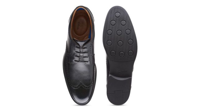 Clarks Men Black Leather Formal Brogues