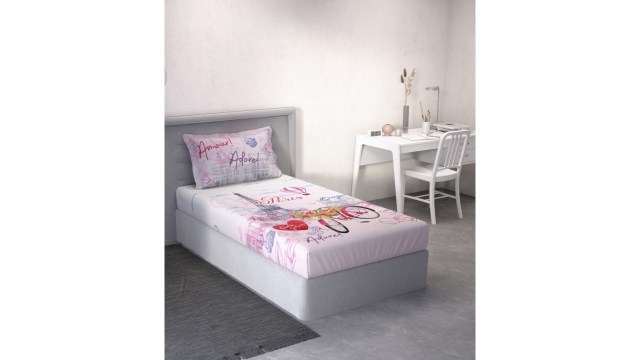 DDecorKids Cartoon Characters 140 TC Cotton Single Bedsheet with 1 Pillow Cover