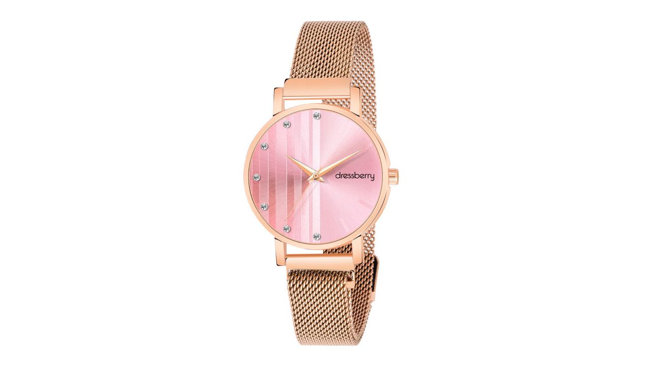 DressBerry Women Pink Embellished Water Resistant Straps Analogue Watch HOBDB-132-RG-PK