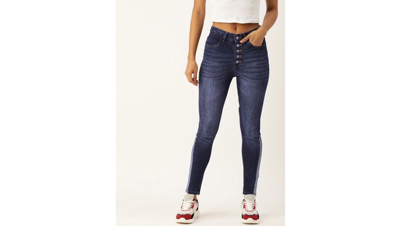 FOREVER 21 Women Mid-Rise Skinny Fit Light Fade Stretchable Jeans