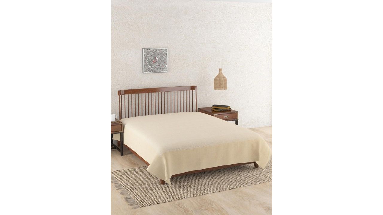 FabIndia Beige Cotton Single Bed Cover