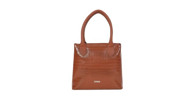 Fastrack Brown Textured PU Structured Shoulder Bag
