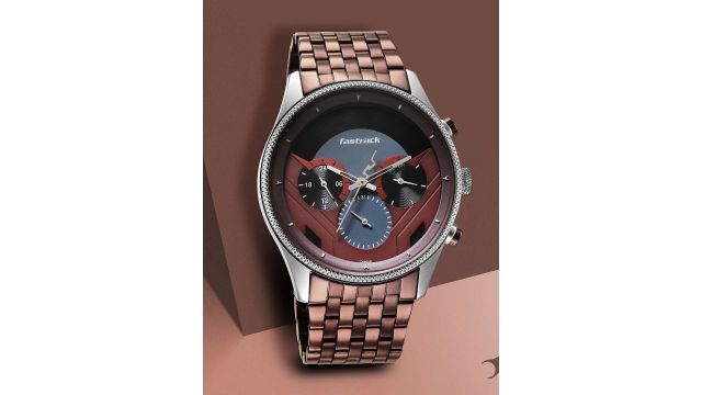 Fastrack Men White Brass Dial & Brown Bracelet Style Straps Analogue Watch