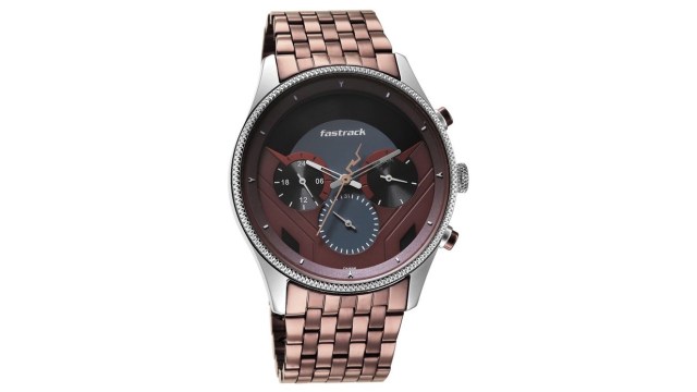 FastrackMen White Brass Dial & Brown Bracelet Style Straps Analogue Watch