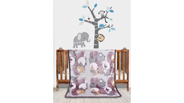 Florida Kids Grey & Violet Cartoon Characters Heavy Winter 350 GSM Single Bed Blanket