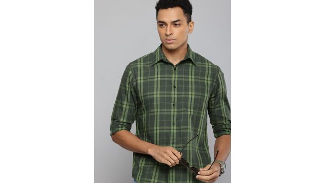 Flying Machine Slim Fit Tartan Checked Pure Cotton Casual Shirt