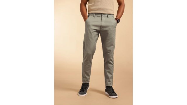 French Connection Men Slim Fit Chinos Trousers (Grey - Cotton Blend)