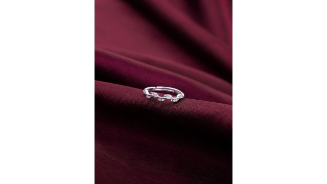 GIVA 925 Sterling Silver Rhodium-Plated CZ Studded Adjustable Finger Ring