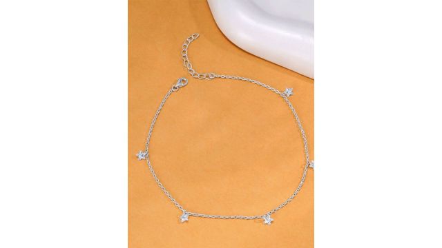 GIVA Rhodium-Plated Anklet