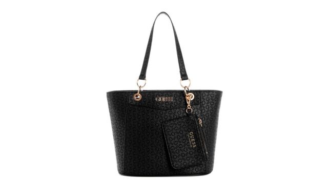 GUESS Brand Logo Textured Structured Shoulder Bag