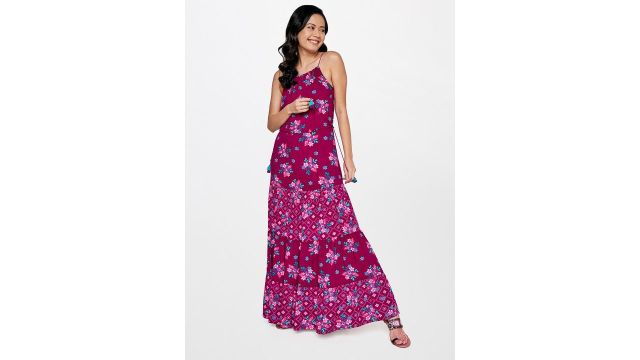 Global Desi Floral Printed Maxi Dress