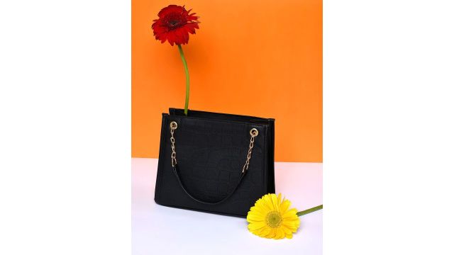 HAUTE SAUCE Black Structured Shoulder Bag