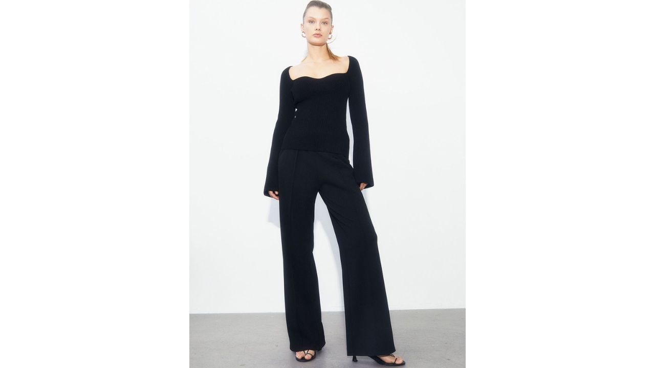 H&M Women Black High-Waisted Tailored Trousers