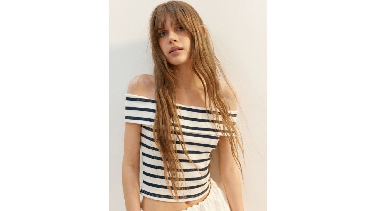 H&MRibbed Off-The-Shoulder Top